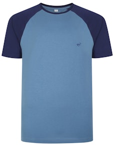 Bigdude Contrast Raglan Sleeve T-Shirt Blue/Navy