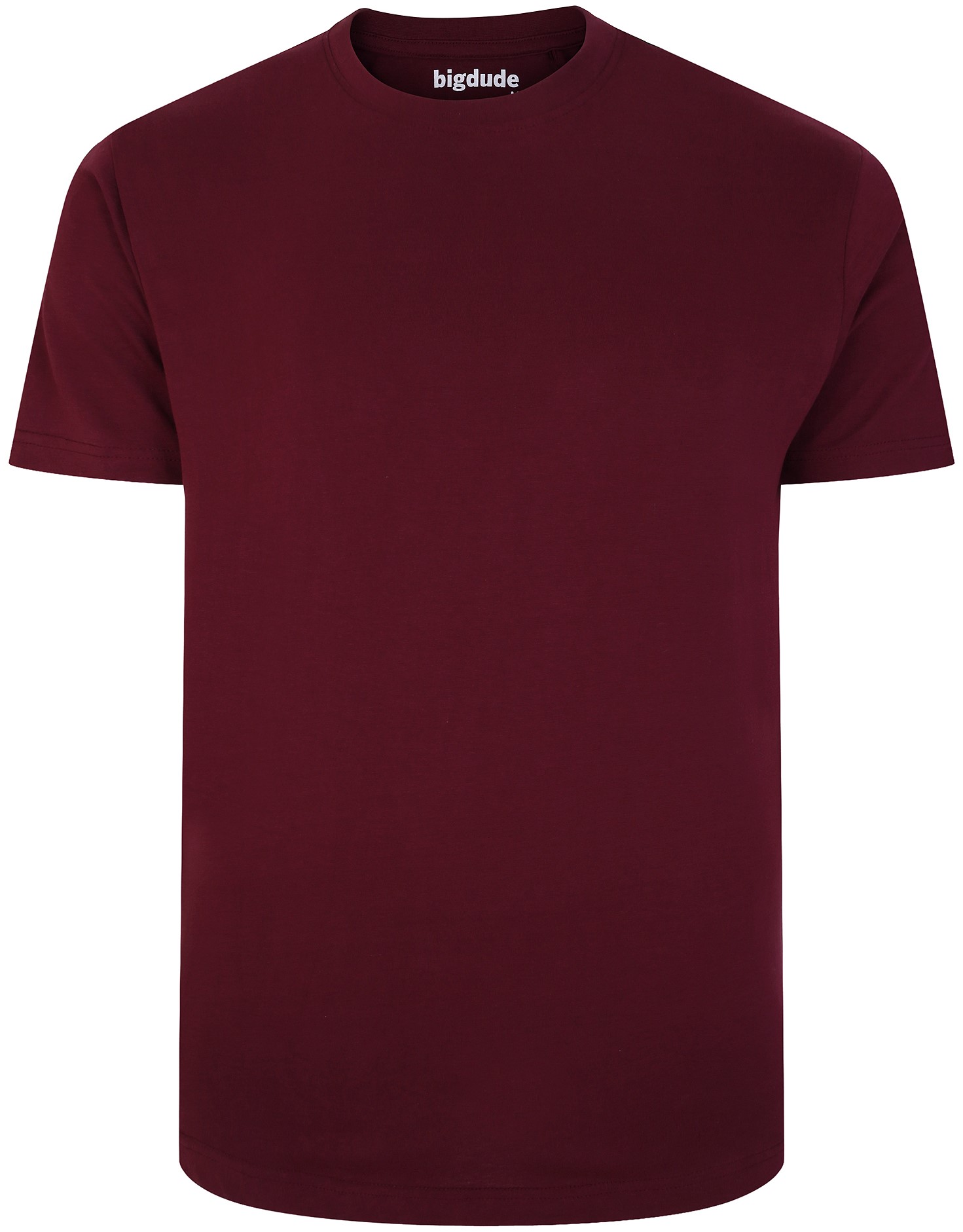 Bigdude Plain Crew Neck T Shirt Burgundy BigDude