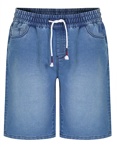 Bigdude Stretch-Denim-Shorts mit elastischer Taille in heller Waschung