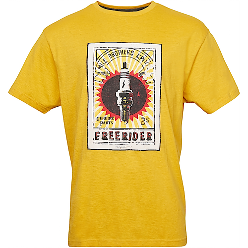 Replika Freerider Print T-Shirt Gelb
