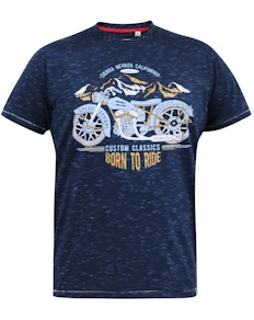 D555 Josiah Motorrad bedrucktes T-Shirt Blau Reno