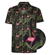 Flamingo Print Woven Short Sleeve Shirt Black