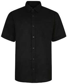 Bigdude Short Sleeve Linen Woven Shirt Black