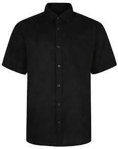 Bigdude Short Sleeve Linen Woven Shirt Black