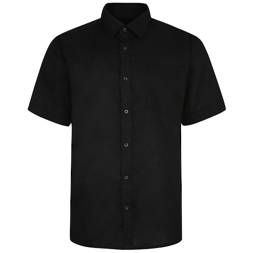 Bigdude Short Sleeve Linen Woven Shirt Black