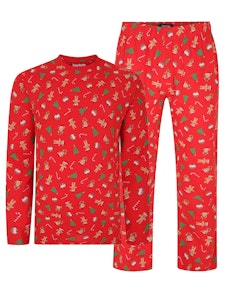 Bigdude All Over Christmas Print Pyjama-Set Rot