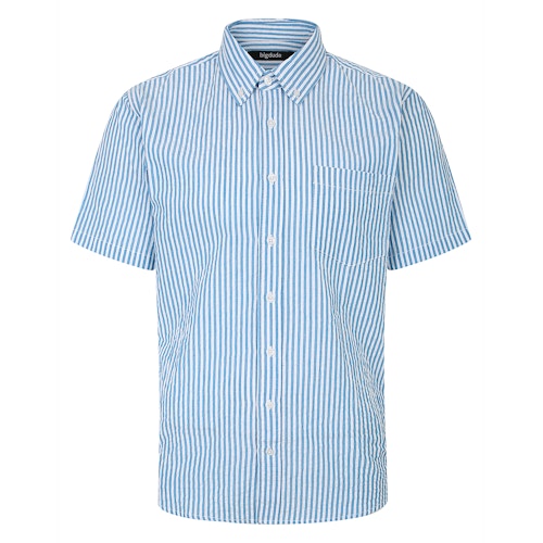Bigdude Short Sleeve Seersucker Shirt Blue/White