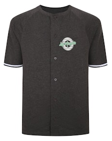 Bigdude – Besticktes Baseball-T-Shirt, Anthrazit, Größe XL