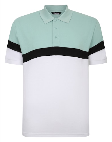 Bigdude Pique Colour Block Polo Shirt Turquoise/White Tall