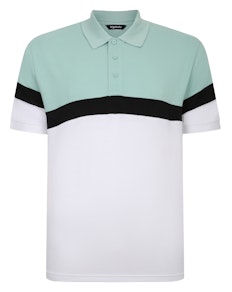 Bigdude Pique Colour Block Polo Shirt Turquoise/White Tall