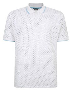 Bigdude Spot Print Polo Shirt White Tall