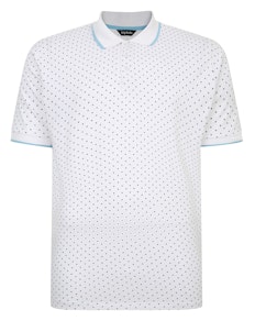 Bigdude – Poloshirt mit Punktemuster, Weiß, Groß