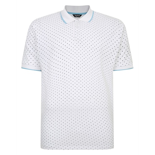 Bigdude – Poloshirt mit Punktemuster, Weiß, Groß