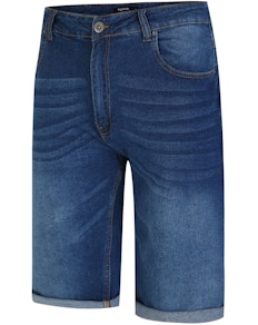 Bigdude Stretch-Denim-Shorts mit Umschlag Mittelblaue Waschung