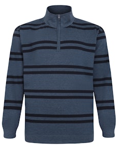Bigdude Half-Zip Striped Jumper Denim
