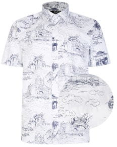 Bigdude Assorted Sketch Print Short Sleeve Shirt White