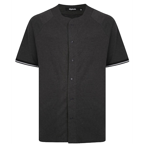 Bigdude Short Sleeve Baseball Shirt Charcoal