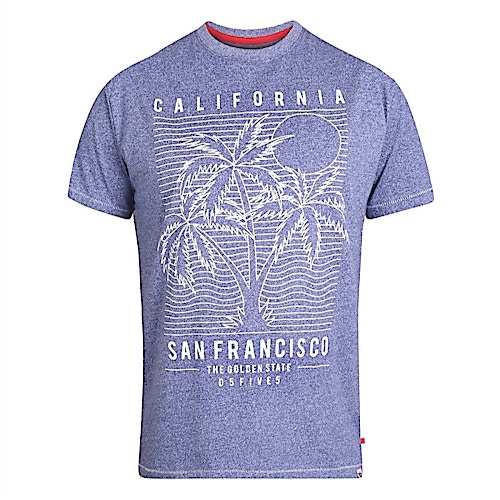 D555 California Palmen Print T-Shirt Blau