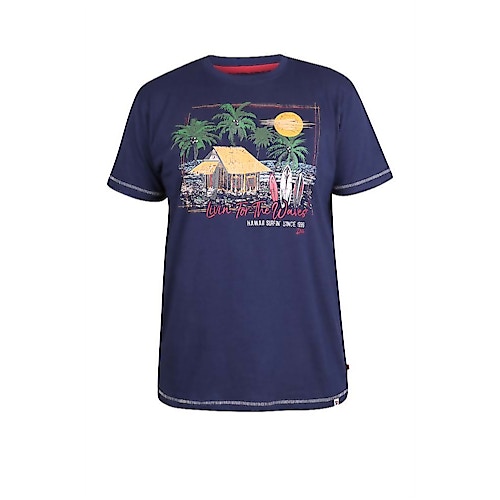 D555 Collins 'Livin' For The Waves' Crew Neck T-Shirt Navy