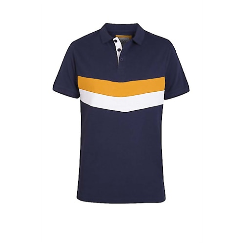 D555 Hopkins Cut & Sew Polo Shirt Navy