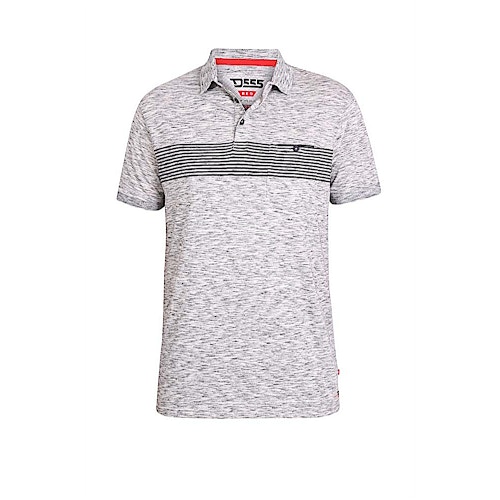 D555 Hunter Reno Polo Shirt With Chest Stripe Grey