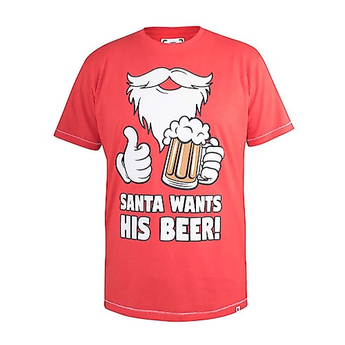 D555 Nicholas Christmas Beer Printed T-Shirt Red