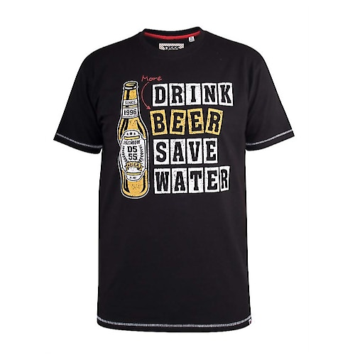 D555 Salford Drink Beer Print T-Shirt Schwarz
