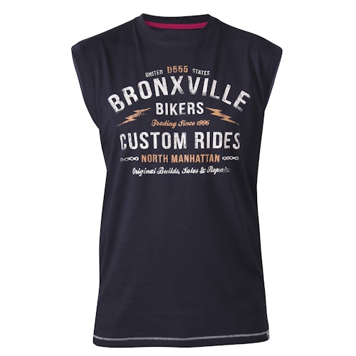D555 Wrexham Bronxville Biker Sleeveless T-Shirt Navy
