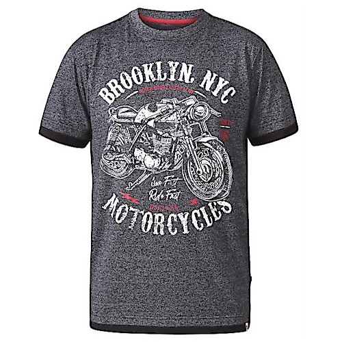 D555 Roman Brooklyn Motorcycles Crew Neck Printed T-Shirt Black Twist