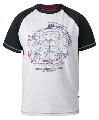 D555 Obama Worldwide Explorers Print T-Shirt Weiß/Marineblau