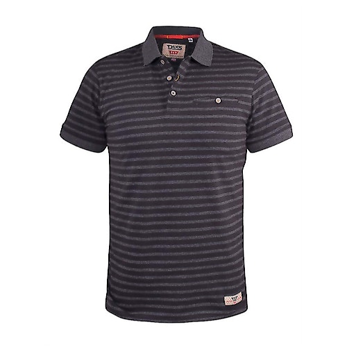 D555 Perth Stripe Jersey Polo With Chest Pocket Charcoal