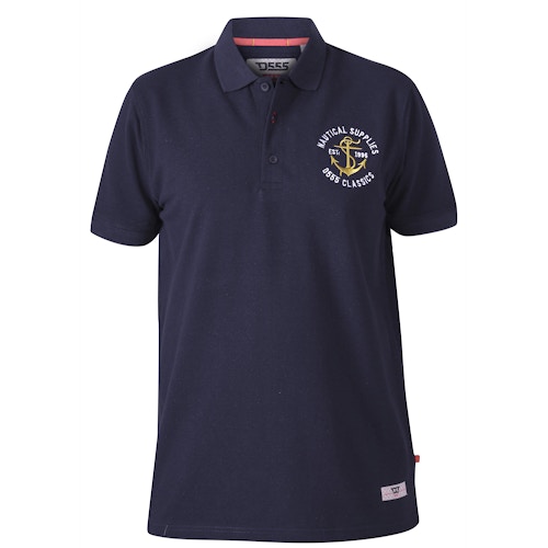 D555 Jefferson Short Sleeve Pique Polo Shirt Navy