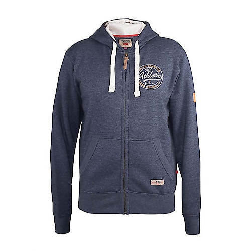 D555 Orchid Chest Printed Zip Through Hoody Navy