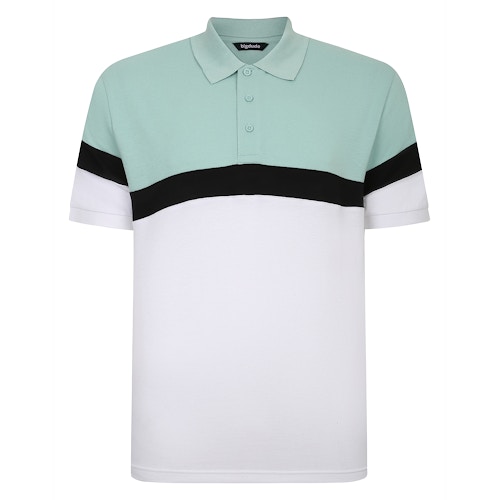 Bigdude Pique Colour Block Polo Shirt Turquoise/White