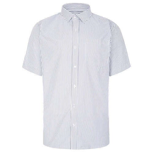 Bigdude Striped Short Sleeve Shirt Blue/White | BigDude