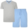Short VNeck Pyjamas Light Blue/Grey