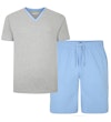 Short VNeck Pyjamas Light Blue/Grey