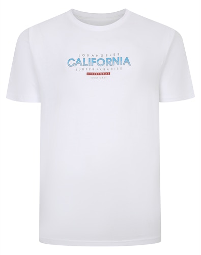 Bigdude – T-Shirt mit California-Print, Weiß, Größe L