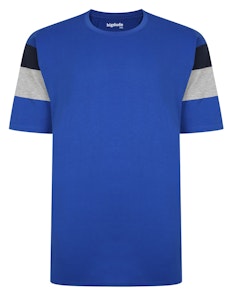 Bigdude Cut & Sew Contrast Sleeve T-Shirt Royal Blue Tall