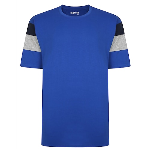 Bigdude Cut & Sew Contrast Sleeve T-Shirt Royal Blue Tall