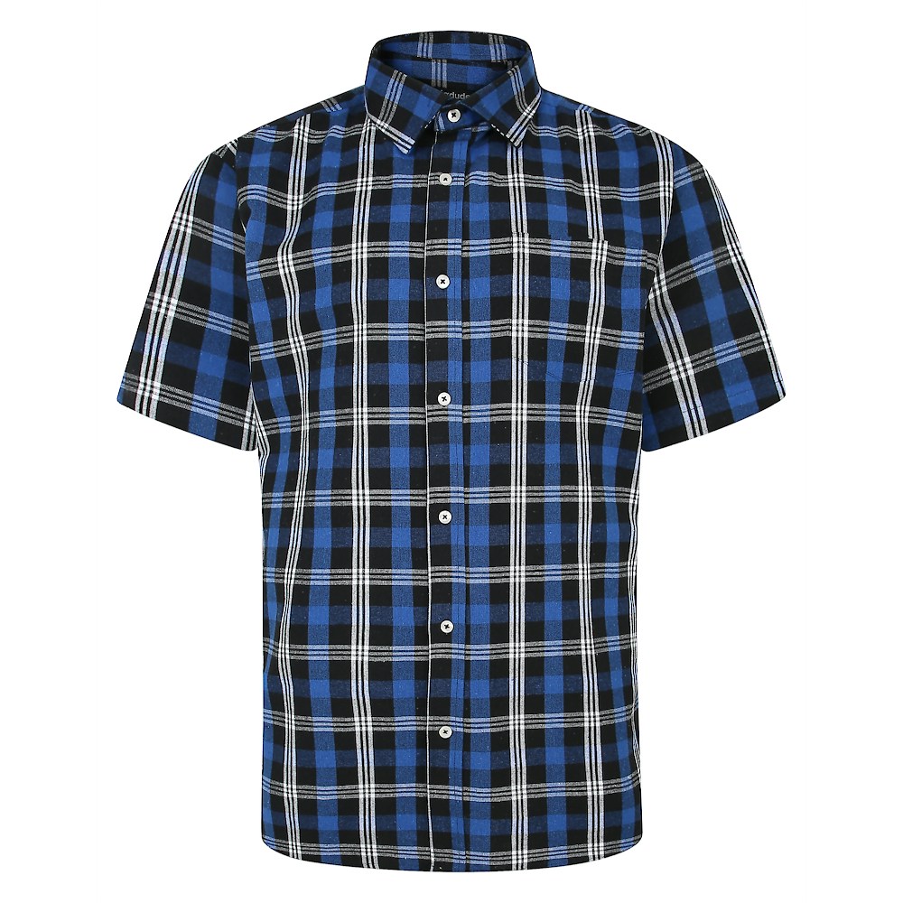 Bigdude Short Sleeve Check Shirt Blue Tall | BigDude