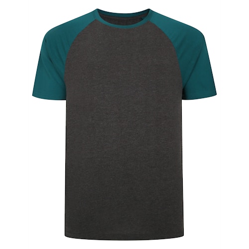Bigdude Contrast T-Shirt mit Raglanärmeln Anthrazit/Grün
