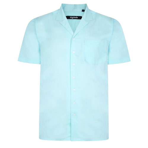 Bigdude Short Sleeve Shirt With Relaxed Collar Aqua