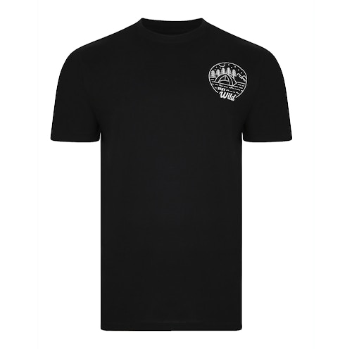 Bigdude 'Stay Wild' Camping Chest Print T-Shirt Black