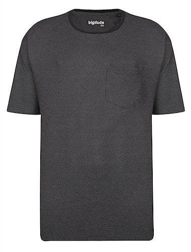 Bigdude Jacquard T-Shirt With Pocket Black Tall