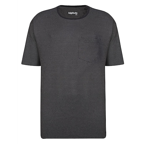 Bigdude Jacquard T-Shirt mit Tasche Schwarz Tall