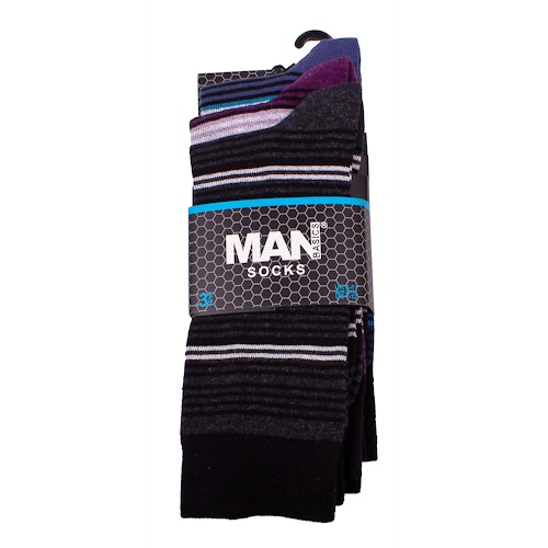 Manbasics Basic Stripe Assorted Socks 3 Pack