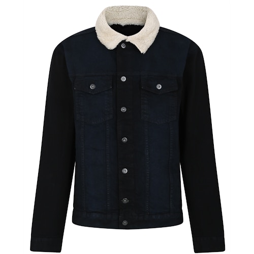 Bigdude Denim Jacket With Sherpa Collar Black Wash