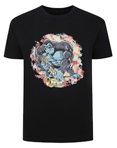 Bigdude T-Shirt mit Gorilla-Print, Schwarz, Größe L