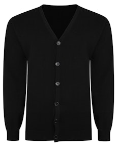 Bigdude Plain V-Neck Knitted Cardigan Black